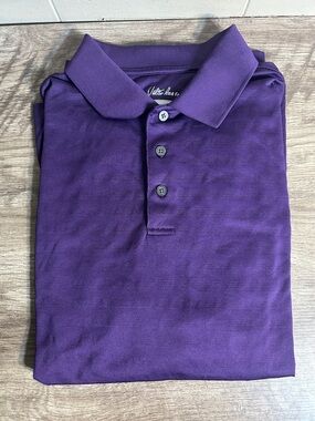 Walter Hagen Mens Large Shirt Purple Golf Polo Hydro-Dri Short Sleeve Short Slv